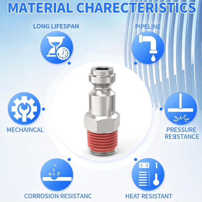 ChillWaves Automotive T-Style Air Plug, 1/4" NPT Male Pneumatic Plugs, Air Compressor Accessories Fittings(10-PACK) - Image 5